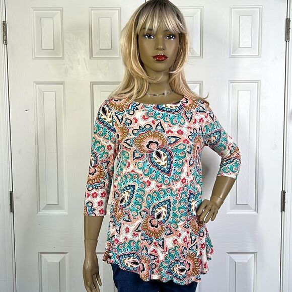 Chicos Comfy 3/4 Sleeve Flowy T-shirt XS - Picture 1 of 6